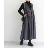 チャコール | ふくれジャカードティアードジャンパースカート ジャンパースカート | Pierrot