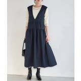 ネイビー | ふくれジャカードティアードジャンパースカート ジャンパースカート | Pierrot