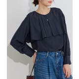 ネイビー | タックケープ風ブラウス ブラウス タック | Pierrot
