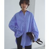 ブルー×オフホワイト | [RASW]2レングスオーバーシャツ シャツ オーバーサイズ | Pierrot