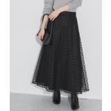 ブラック | シアーチェックフレアスカート スカート フレア | Pierrot