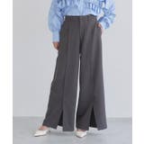 チャコール | [ECLAM] フロントスリットワイドパンツ パンツ | Pierrot