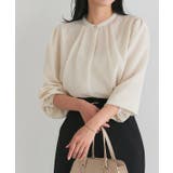 ライトベージュ | タックデザインドビーシフォンブラウス ドット 上品 | Pierrot