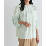 ミント | タックデザインドビーシフォンブラウス ドット 上品 | Pierrot