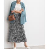 ネイビー | 花柄スカート フレアスカート 花柄 ロング丈 ボトムス  スカート ロング | Pierrot