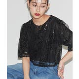 [ECLAM] スパンコールクロップドブラウス ブラウス | Pierrot | 詳細画像1 