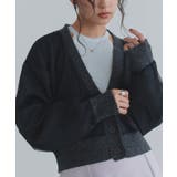 ブラック×グレー | [ECLAM] チュールレイヤードニットカーディガン カーディガン | Pierrot