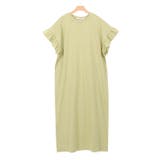 ライトイエロー | フリルロングワンピース フリル 袖コン スリット ロング 膝下 半袖 | Pierrot