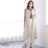 ストライプAラインワンピースストライプ カラーストライプ Aライン Vネック | Pierrot | 詳細画像1