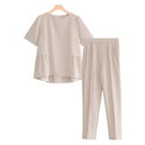 グレージュ | フレア切り替え半袖セットアップ セットアップ フリル | Pierrot