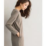 ポンチ素材長袖Vネックワンピース ワンピース ドロップショルダー Vネック | Pierrot | 詳細画像13