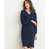 ポンチ素材長袖Vネックワンピース ワンピース ドロップショルダー Vネック | Pierrot | 詳細画像18