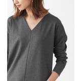 ポンチ素材長袖Vネックワンピース ワンピース ドロップショルダー Vネック | Pierrot | 詳細画像4