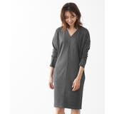 ポンチ素材長袖Vネックワンピース ワンピース ドロップショルダー Vネック | Pierrot | 詳細画像7