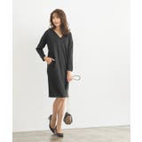 ポンチ素材長袖Vネックワンピース ワンピース ドロップショルダー Vネック | Pierrot | 詳細画像8