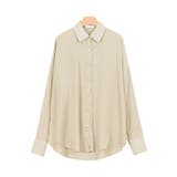 ライトベージュ | マットサテンオーバーサイズシャツ シャツ ブラウス サテン 長袖 ボリューム | Pierrot