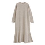 杢ベージュ | ふんわりウォッシャブル裾切り替えプチハイネックニットワンピース ワンピース ワン… | Pierrot