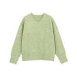 杢ライトグリーン | ネックが選べるウールライクニット ニット ネックが選べる | Pierrot