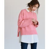 ピンク | 選べる2ネッククロップド丈ニット ニット セーター | Pierrot