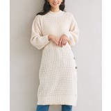 ボタンデザインワッフル編みニットワンピース ワンピース ワッフルワンピース | Pierrot | 詳細画像5