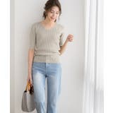 選べるネック綿混半袖リブニット リブニット セーター ニット Vネック ボート | Pierrot | 詳細画像16