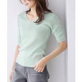 選べるネック綿混半袖リブニット リブニット セーター ニット Vネック ボート | Pierrot | 詳細画像15