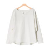 オフホワイト | 綿100%キーネックカットソー キーネック キーネックTシャツ カットソー | Pierrot