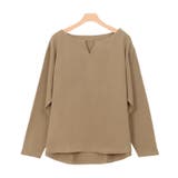 モカベージュ | 綿100%キーネックカットソー キーネック キーネックTシャツ カットソー | Pierrot