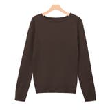 ダークブラウン | ボートネックシルクタッチウォッシャブルリブニット ニット シルクタッチ | Pierrot