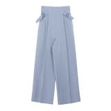 グレイッシュブルー | サイドベルトハイウエストパンツ ワイドパンツ ハイウエスト サイドベルト 無地 | Pierrot
