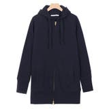 ネイビー | ロング丈ver.登場!スウェット素材 Wジップロング丈パーカー | Pierrot