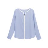 ライトブルー | 配色キーネックブラウス ブラウス 配色ブラウス | Pierrot