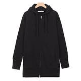 ブラック | ロング丈ver.登場!スウェット素材 Wジップロング丈パーカー | Pierrot