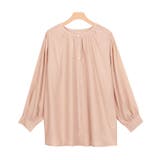 ピンクベージュ | マットサテンギャザーブラウス シャツ ブラウス 長袖 夏 サテン エアリー | Pierrot