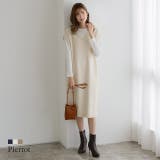 Vネックロングニットベスト ロングニット ベスト Vネック フレンチスリーブ | Pierrot | 詳細画像1 