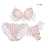 ホワイト | 総レースヌーディブラ&ショーツセット下着 ブラジャー ブラショーツ | PINK PINK PINK