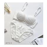ホワイト | 痛くない脇高ブラ ノンワイヤーグローリーレースブラ&ショーツセット | PINK PINK PINK