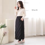 07.ブラック | キルティング巻きスカート レディース 裏シャギー | PINK PINK PINK