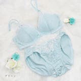 グリーン | フラワーレースノンワイヤーブラ&ショーツセット レディース インナー | PINK PINK PINK