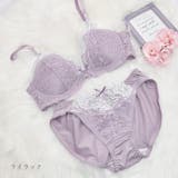 ライラック | フラワーレースノンワイヤーブラ&ショーツセット レディース インナー | PINK PINK PINK