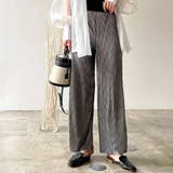 ニュアンスプリーツワイドパンツ セルフカットロングパンツ レディース | PlusNao | 詳細画像4