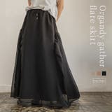 オーガンジーギャザーフレアスカート フレアスカート シアー | PlusNao | 詳細画像1