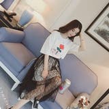 花柄Tシャツワンピースレーススカートセット レディース バラTシャツトップス | PlusNao | 詳細画像2 