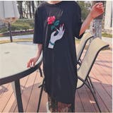 花柄Tシャツワンピースレーススカートセット レディース バラTシャツトップス | PlusNao | 詳細画像5 