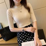 リブニット ハイネック 5分袖 | PlusNao | 詳細画像7