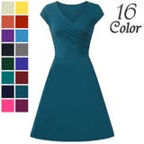 カシュクールワンピース 半袖 フレア | PlusNao | 詳細画像1 