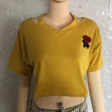 刺繍入り半袖Tシャツ ショート丈 ネックデザインTシャツ | PlusNao | 詳細画像12