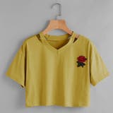 刺繍入り半袖Tシャツ ショート丈 ネックデザインTシャツ | PlusNao | 詳細画像7