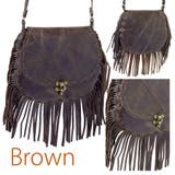 ブラウン | ラウンド フリンジレザーバッグ  ショルダーバッグ  タッセルバッグ | FADEN