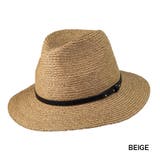 ベージュ | polcadot レザーベルトラフィアブレード中折ハット | FADEN